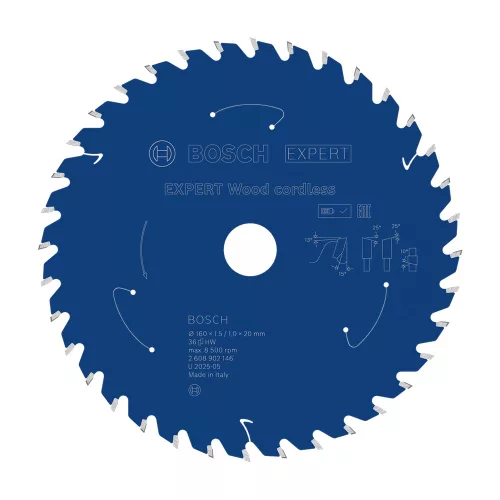Bosch EXPERT Wood körfűrészlap akkumulátoros körfűrészekhez 160x1,5/1,0 20 mm, T36 fog, fához