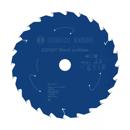 Bosch EXPERT Wood körfűrészlap akkus körfűrészekhez 184x1,6/1,0 20/16 mm, T24 , fához