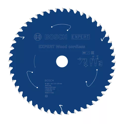 Bosch EXPERT Wood körfűrészlap akkus körfűrészekhez 184x1,6/1,0 20/16 mm, T48 , fához