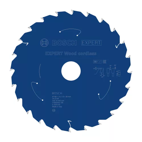 Bosch EXPERT Wood körfűrészlap akkus körfűrészekhez 190x1,5/1,0 30/20 mm, T24 , fához