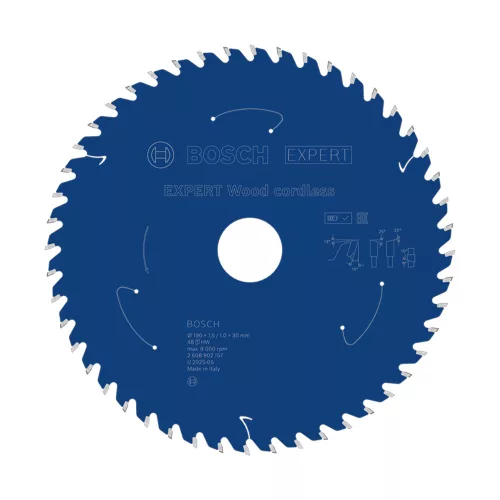 Bosch EXPERT Wood körfűrészlap akkus körfűrészekhez 190x1,5 /1,0 30/20 mm, T48 , fához