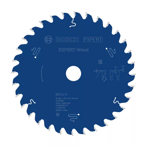 Bosch EXPERT Wood körfűrészlap akkumulátoros körfűrészekhez 165x1,8/1,3 20 mm; T32 fog, fához