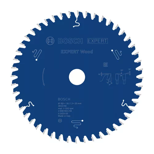 Bosch EXPERT Wood körfűrészlap akkumulátoros körfűrészekhez 165x1,8/1,3 20 mm; T48 fog, fához