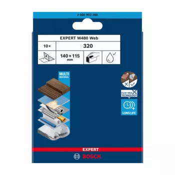   Bosch EXPERT W480 kézi csiszolóháló, G320 10 db 115x140, G320 10 db mosható