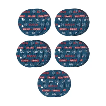   Bosch EXPERT O780 Foil csiszolófólia készlet, 125mm, 5xG60, 15xG80, 15xG120, 15xG180, 5xG240