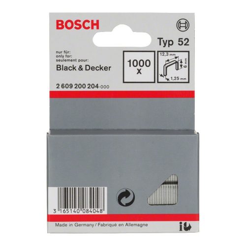 Bosch laposhuzal tűzőkapocs Type 52 6mm 1000db