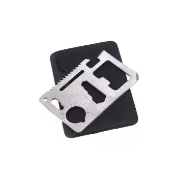   Extol túlélő kártya, 11 funkciós, tokkal; 6,9×4,5×0,2cm, inox