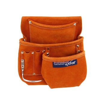 Extol Craft bőr szerszámtáska 6 zseb, övre fűzhető