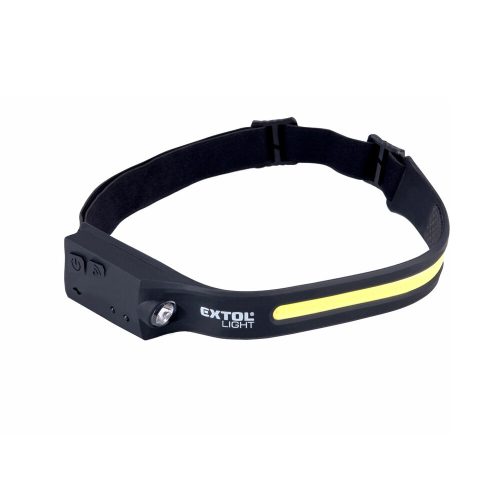 Extol Light LED fejlámpa,COB+ XPE, 350 Lumen; IR szenzor, tölthető akkuval, 4+1 funkció
