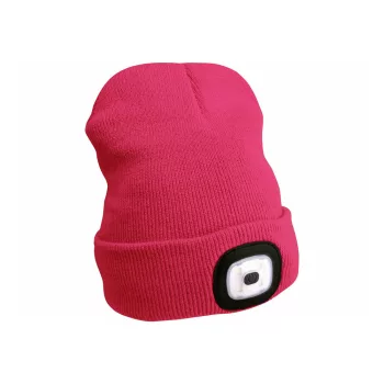   Extol Light sapka, pink, kötött, kivehető LED homloklámpával, 4×45 Lumen; USB tölthető