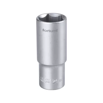   Fortum dugófej, hosszított, 1/2", 24mm, 61CrV5, mattkróm, 77mm hosszú