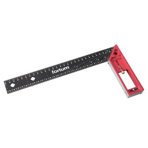 Fortum asztalos L-derékszög, 300 mm, ALU/Inox, lézer gravírozott, mm beosztás,