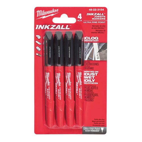 Milwaukee Inkzall 0,6mm hegyű jelölő filc fekete 4db/cs