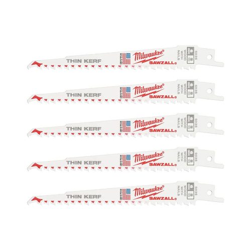 Milwaukee szeges fa – THIN KERF bontó fűrészlap - 150 mm 5 TPI - 5db/cs