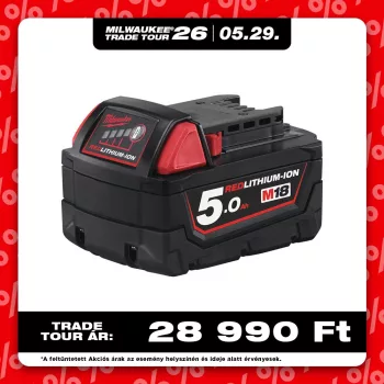 Milwaukee akkumulátor M18 B5 18V Li-ion 5,0Ah