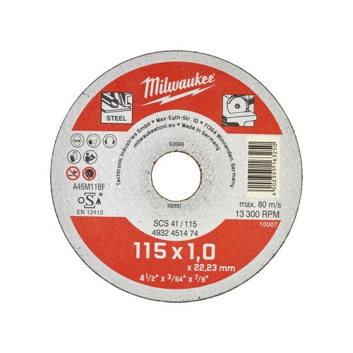 Milwaukee WSCS41 vágókorong fémhez115x1mm