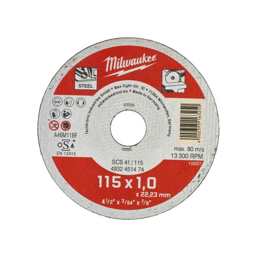 Milwaukee WSCS41 vágókorong fémhez 115x1mm 200db/cs