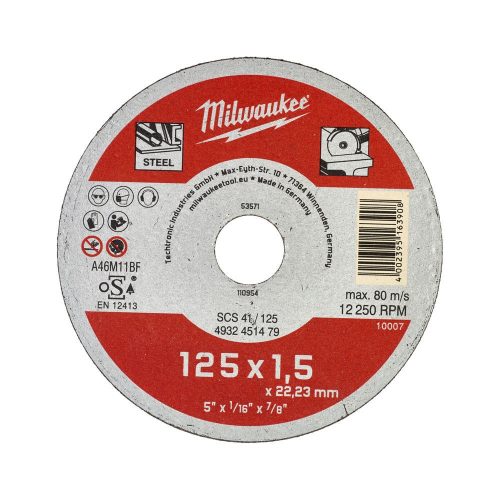 Milwaukee WSCS41 vágókorong fémhez 125x1,5mm