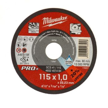   Milwaukee SC41 PRO+ vágókorong fémhez egyenes 115x1mm 200db/cs