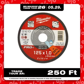 Milwaukee SC41 PRO+ vágókorong fémhez egyenes 125x1mm