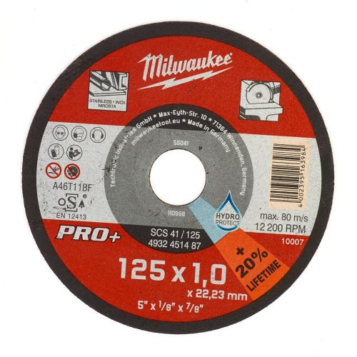 Milwaukee SC41 PRO+ vágókorong fémhez egyenes 125x1mm 200db/cs