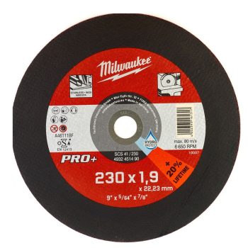 Milwaukee SC41 PRO+ vágókorong fémhez egyenes 230x1,9mm