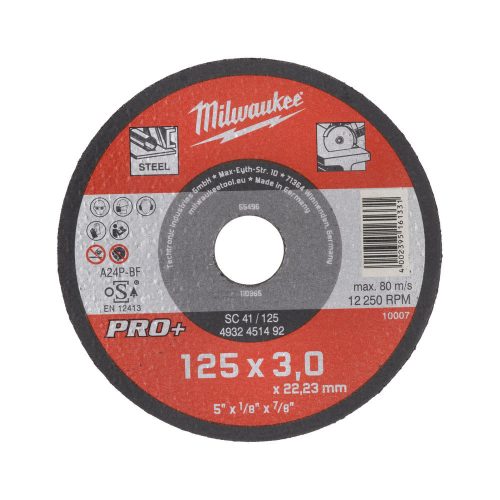 Milwaukee vágókorong fémhez SC41 125X3mm PRO+