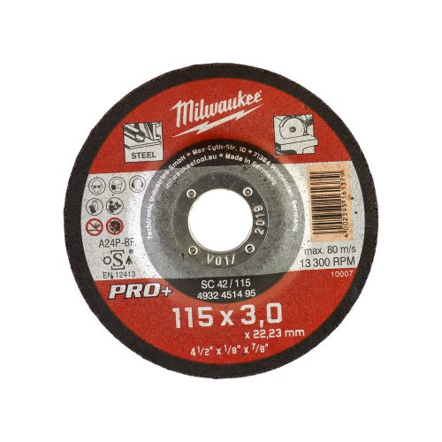 Milwaukee hajlított vágókorong fémhez SC42 115X3mm PRO+