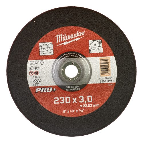 Milwaukee hajlított vágókorong kőzethez SC42 230X3mm PRO+
