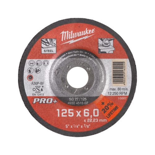 Milwaukee SG27 PRO+ csiszolókorong fémhez hajlított 125x6mm