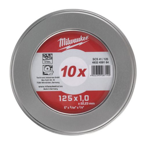 Milwaukee vágókorong inox, fém dobozban 125x1mm 10db/cs