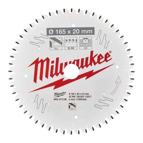 Milwaukee körfurészlap alumíniumhoz 165x20x2,2 52fog