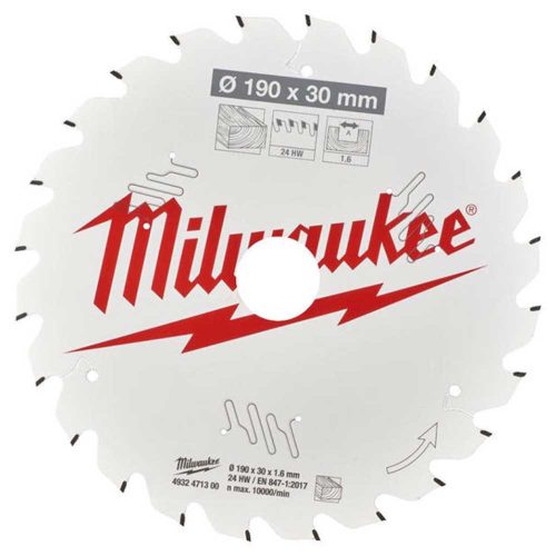 Milwaukee körfurészlap fához 190x1,6x30mm 24 fog