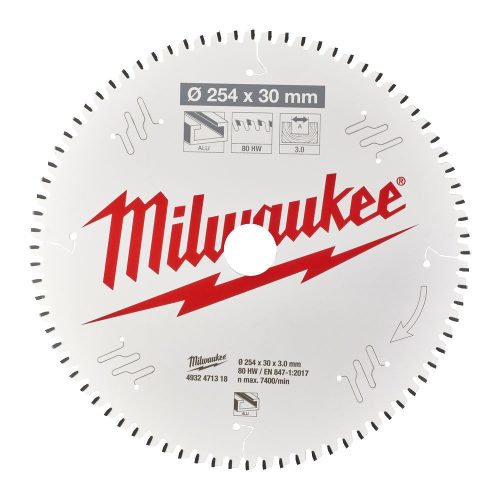 Milwaukee körfurészlap alumíniumhoz 254x30x3 80fog