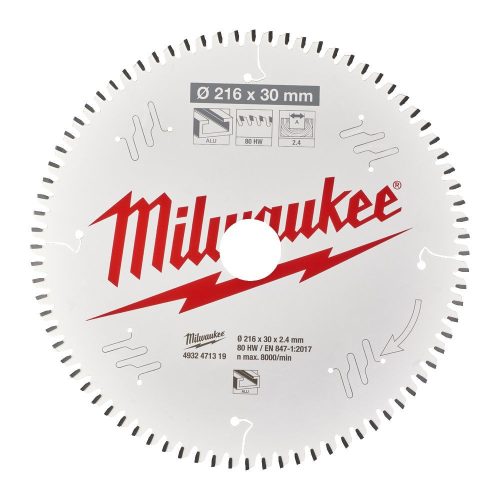 Milwaukee körfűrészlap alumíniumhoz 216x30x2,4 80fog