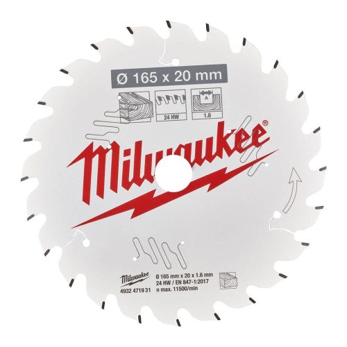 Milwaukee körfurészlap fához 165x20x1,6 24fog
