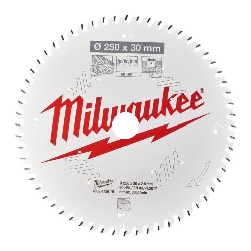 Milwaukee körfűrészlap fához 250x30x2,8 60fog