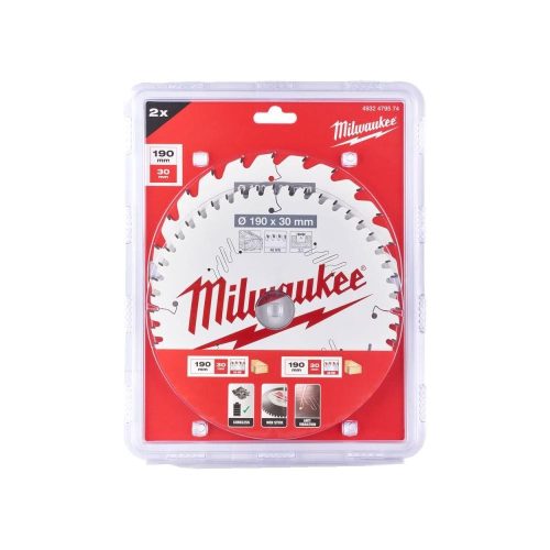 Milwaukee körfűrészlap készlet 2x190x24T/48T, 2 részes