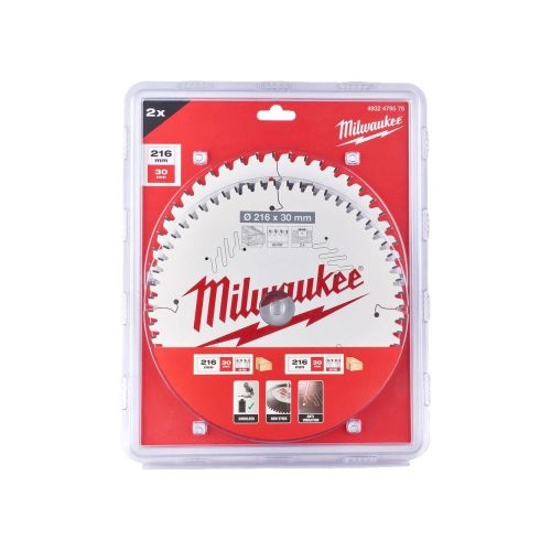 Milwaukee körfűrészlap készlet 2x216x48T/60T, 2 részes