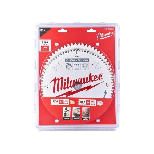 Milwaukee körfurészlap készlet 254 x 60T/80T, 2 részes