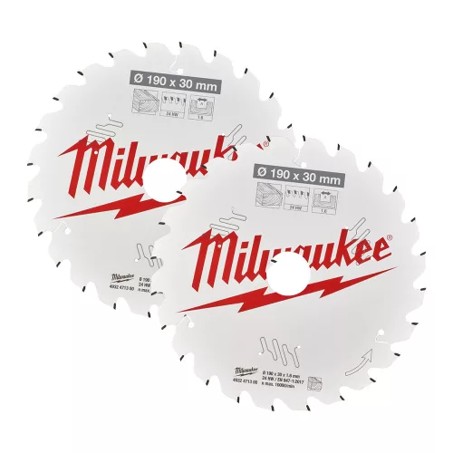 Milwaukee körfűrészlap készlet 190x24T/24T, 2 részes