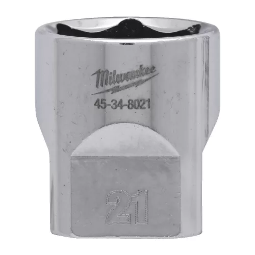 Milwaukee FOUR FLAT króm kézi dugókulcs, rövid 3/8˝ 21 mm