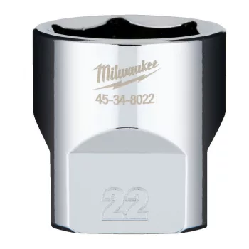   Milwaukee FOUR FLAT króm kézi dugókulcs, rövid 3/8˝ 22 mm