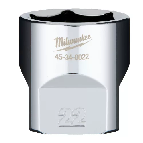 Milwaukee FOUR FLAT króm kézi dugókulcs, rövid 3/8˝ 22 mm