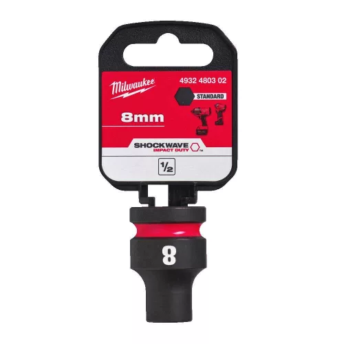 Milwaukee gépi hatlapú dugókulcsbetét, rövid 1/2” 8mm