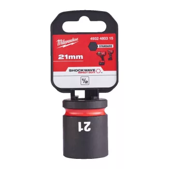   Milwaukee gépi hatlapú dugókulcsbetét, rövid 1/2” 21mm
