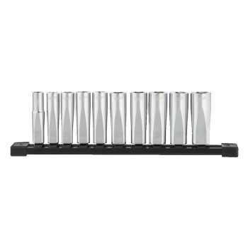   Milwaukee króm hosszú dugókulcs készlet 3/8" metrikus 10 részes