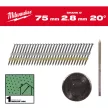 Milwaukee kerekfejű fényes szerekezetépítő szeg 20° 2,8x75mm SC1 2000 db/csomag