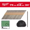 Milwaukee D-fejű sima felületű szár, fényes szerekezetépítő szeg 34° 75mm SC1 2200 db/csomag