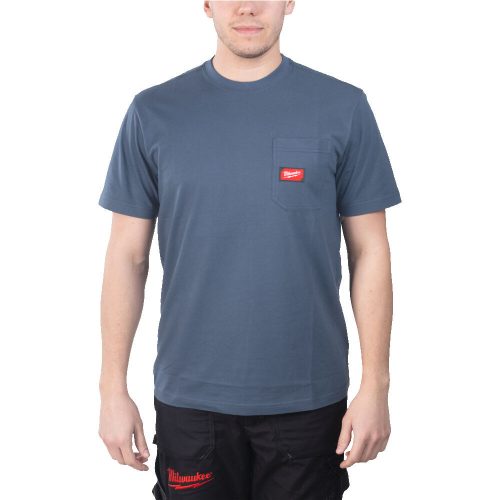Milwaukee WTSSBLU zsebes rövid ujjú kék póló (XL)
